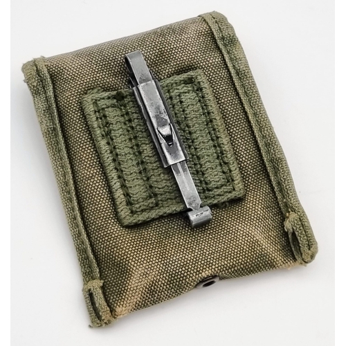 1063 - A Vintage 1981 US Military Field Compass in Canvas Belt Case Marked US. Maker Name is Stocker and Ya... 