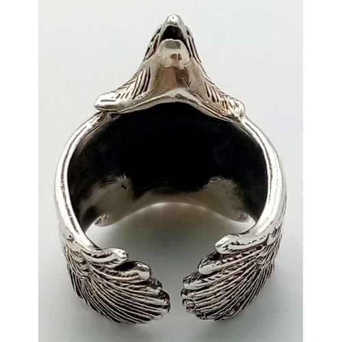 338 - A Solid Silver Open-Ended Eagle Ring. 12.62g. L-N.