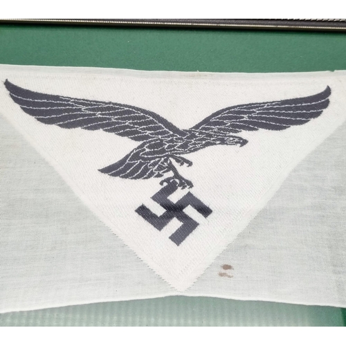 354 - WW2 Framed Luftwaffe Brevo Sports Vest Emblem. Nice original that could be removed from the frame if... 