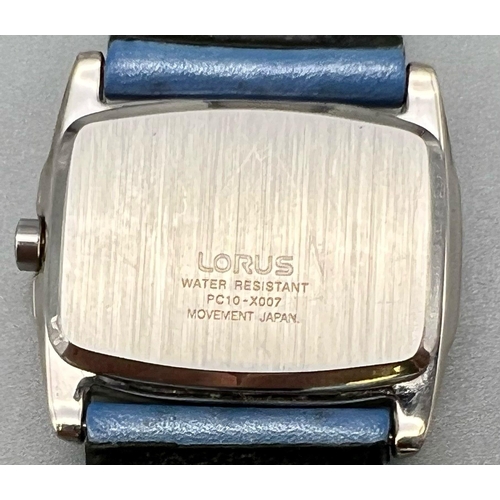 1178 - A Rare Vintage Lorus Tank-Style Watch. Original blue leather strap. Case - 27 x 27mm. In good condit... 