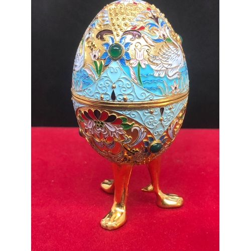 841 - Russian silver enamel gem stone large egg 

Weight 140 . 8 grams 

11.4cm height 
Diameter 5.1cm Wid... 