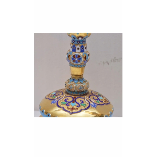 827 - STUNNING 20thC RUSSIAN PAIR OF SOLID SILVER ENAMEL CANDELABRAS.


Height of each 25.4cm

Width from ... 