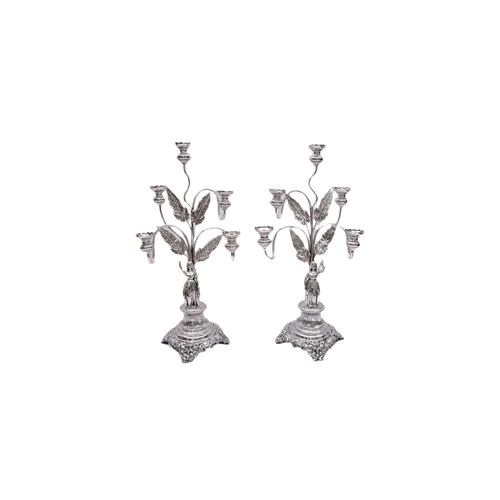 681 - Antique 19th century pair of solid silver large Spanish rare Candelabras.
They have old Spanish hall... 