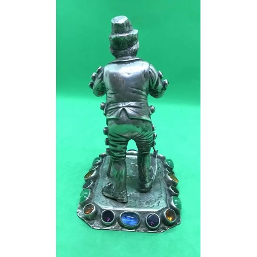 415 - Antique 19th C Rare German Hanu Solid Silver Gems Figure c1890 depicting a man welding blade set wit... 