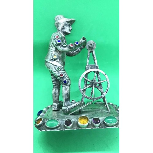 415 - Antique 19th C Rare German Hanu Solid Silver Gems Figure c1890 depicting a man welding blade set wit... 