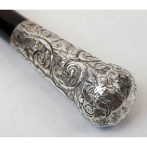 391 - Antique 1900/1901 Seaforth Highlanders Fully Hallmarked Silver Capped Stags Head Moto engraved Baton... 