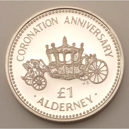 921 - A Parcel of Two Silver Proof Coins in mint condition Comprising; A Coronation Anniversary £1 1993 Al... 