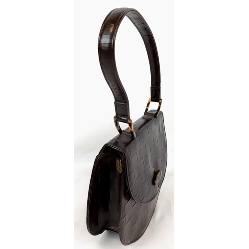 250 - A Mulberry Brown Leather Checked Handbag. Tortoise shell effect hardware - cloth checked interior wi... 