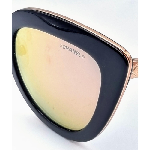 384 - A Pair of Chanel Gilded Sunglasses - Comes in original Chanel case. Ref: 9803