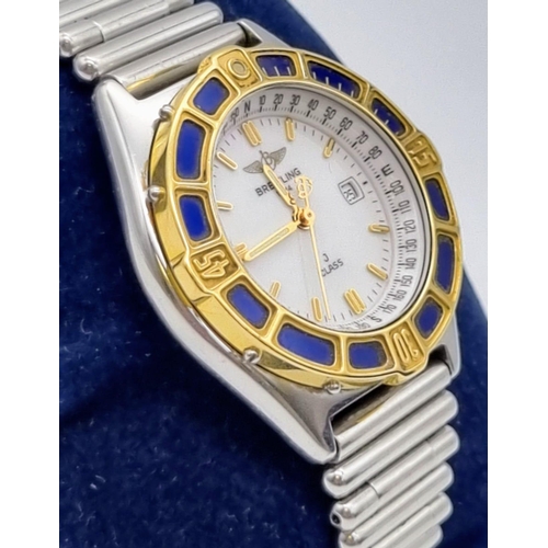 410 - A Breitling J Class Ladies Quartz Watch. Stainless steel strap and case  - 30mm. White dial with dat... 