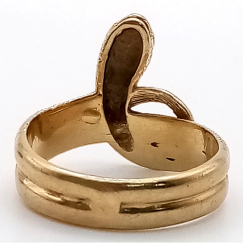 59 - A 9 K yellow gold snake ring. Ring size: N, weight: 4.7 g.