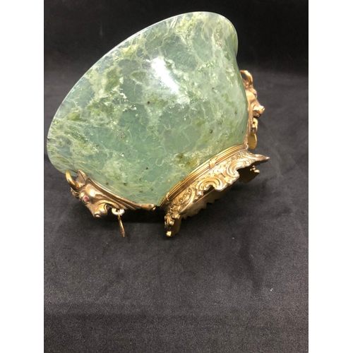 79 - STUNNING RUSSIAN SOLID SILVER SPINACH JADE DIAMOND BOWL.

Stunning bowl with bulls heads either side... 