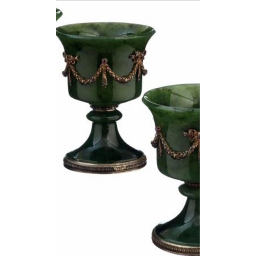 93 - Magnificent Fabergé set of six silver and nephrite jade ruby cups 
Complete rare  set 
Fantastic con... 