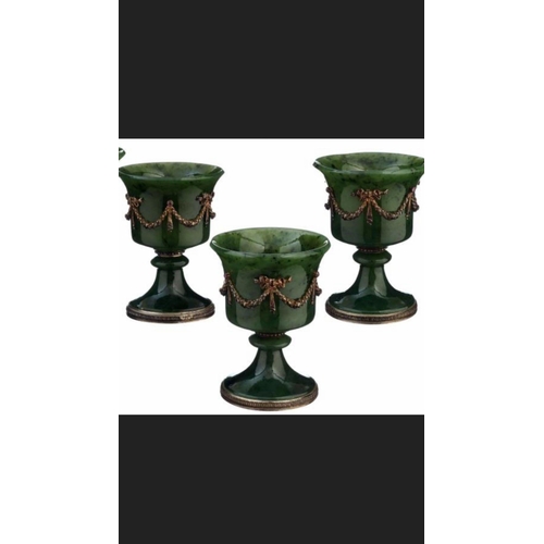 93 - Magnificent Fabergé set of six silver and nephrite jade ruby cups 
Complete rare  set 
Fantastic con... 