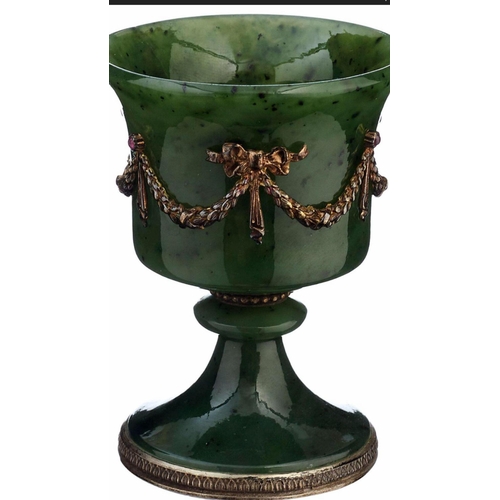 93 - Magnificent Fabergé set of six silver and nephrite jade ruby cups 
Complete rare  set 
Fantastic con... 