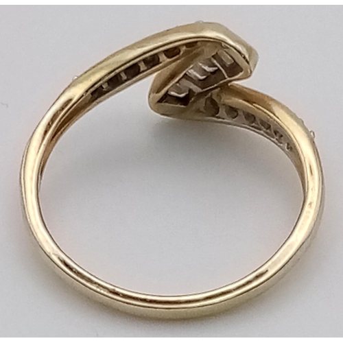 542 - 9k yellow gold diamond set ring, 0.25ct if diamonds, ring size M. 2.1 grams total weight.