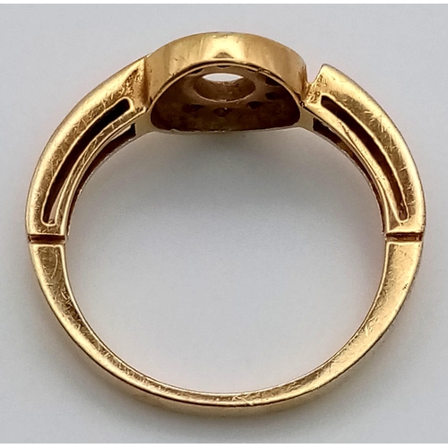 622 - 18k yellow gold Bvlgari stone set ring, size M, 3.6 grams