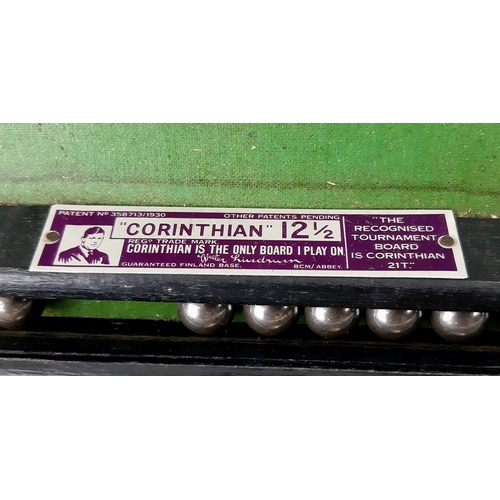 627 - A Antique Corinthian Bagatelle Board with Original Instructions, cue and balls. Fair condition consi... 