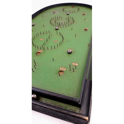 627 - A Antique Corinthian Bagatelle Board with Original Instructions, cue and balls. Fair condition consi... 