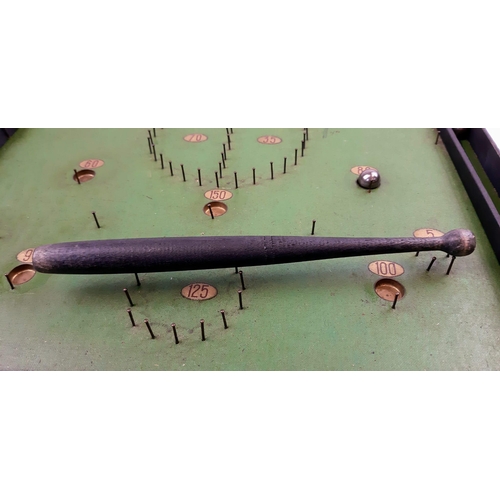 627 - A Antique Corinthian Bagatelle Board with Original Instructions, cue and balls. Fair condition consi... 