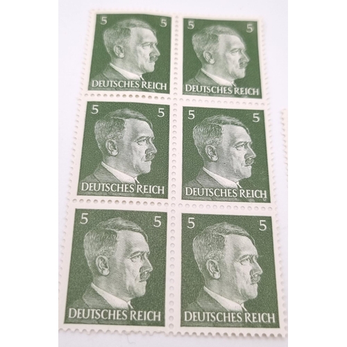 887 - 43 Authentic WW2 Period Third Reich Postage Stamps including 32 Adolph Hitler and 11 Third Reich Eag... 