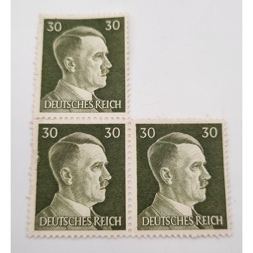 887 - 43 Authentic WW2 Period Third Reich Postage Stamps including 32 Adolph Hitler and 11 Third Reich Eag... 