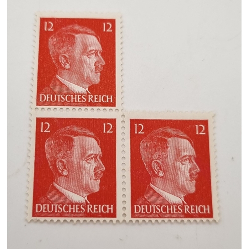 887 - 43 Authentic WW2 Period Third Reich Postage Stamps including 32 Adolph Hitler and 11 Third Reich Eag... 