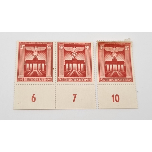 887 - 43 Authentic WW2 Period Third Reich Postage Stamps including 32 Adolph Hitler and 11 Third Reich Eag... 