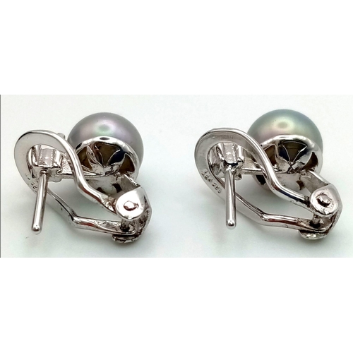 914 - New Sterling Silver Pearl and Stone Set Earrings (8mm Pearls) in Presentation Box.