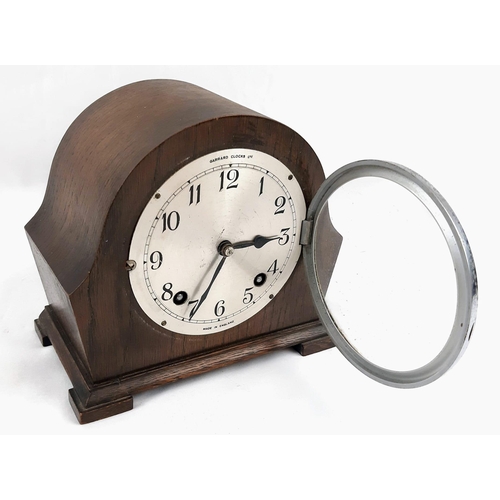 961 - An Antique Garrard Wooden Mantle Clock. Comes with original key. Not presently working so A/F. 19 x ... 