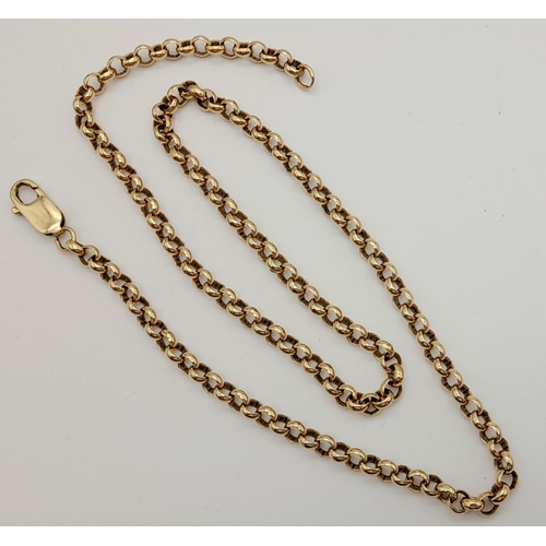 18 - 9K YELLOW GOLD BELCHER CHAIN, WEIGHT 24.7G AND 50CM LONG APPROX