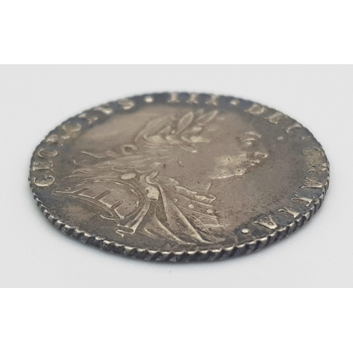 43 - A George III 1787 Semee of Hearts Silver Sixpence Coin. 
Please see photos for conditions.