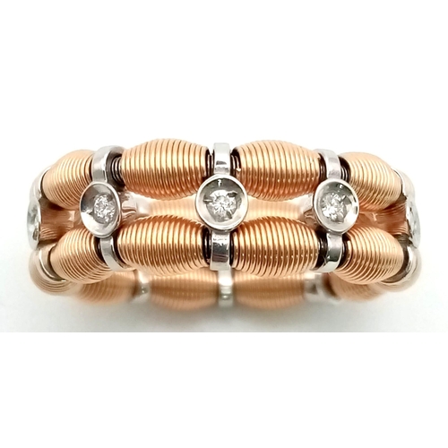 86 - 18K ROSE GOLD DIAMOND SET EXPANDING RING, SIZE N - Q WEIGHT 6.2G