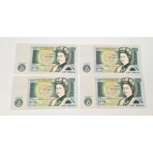 22 - Sixteen Uncirculated (B337) Page £1 Notes with Sequential Serial Numbers. X55 296021-36