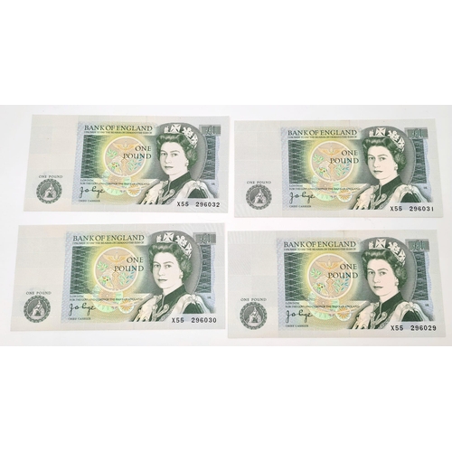 22 - Sixteen Uncirculated (B337) Page £1 Notes with Sequential Serial Numbers. X55 296021-36