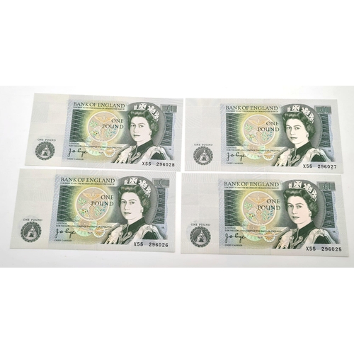 22 - Sixteen Uncirculated (B337) Page £1 Notes with Sequential Serial Numbers. X55 296021-36