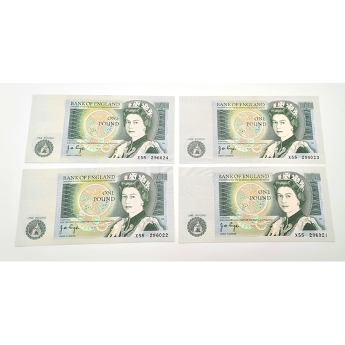 22 - Sixteen Uncirculated (B337) Page £1 Notes with Sequential Serial Numbers. X55 296021-36