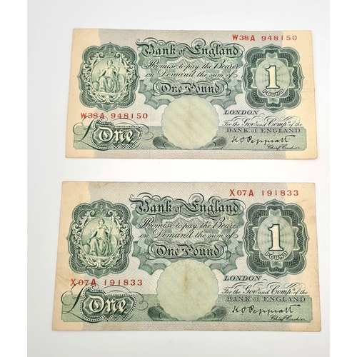 30 - Four Peppiatt Green 1940s £1 Notes. X07A, W38A, X38A and a X07A. Please see photos for conditions.