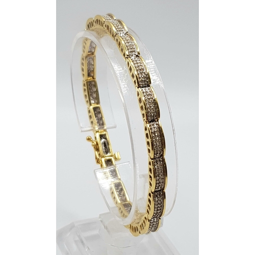 330 - An 18 K yellow gold diamond (1.20 carats) bracelet. total weight: 19.2 g.