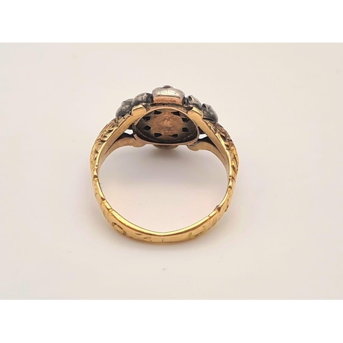 419 - Vintage 18k yellow gold cluster ring with old cut diamonds, approx. 0.50ct, ring size E, 2.6 grams t... 