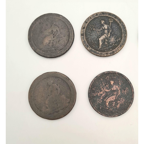 45 - A Small Collection Of 12 Georgian Copper Coins - Please see photos for finer details and conditions.