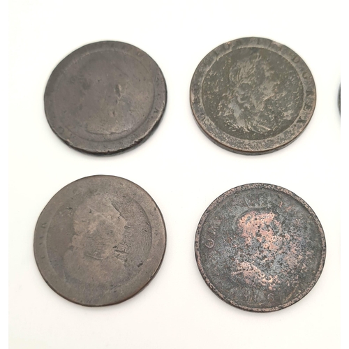 45 - A Small Collection Of 12 Georgian Copper Coins - Please see photos for finer details and conditions.