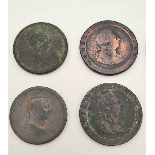 45 - A Small Collection Of 12 Georgian Copper Coins - Please see photos for finer details and conditions.