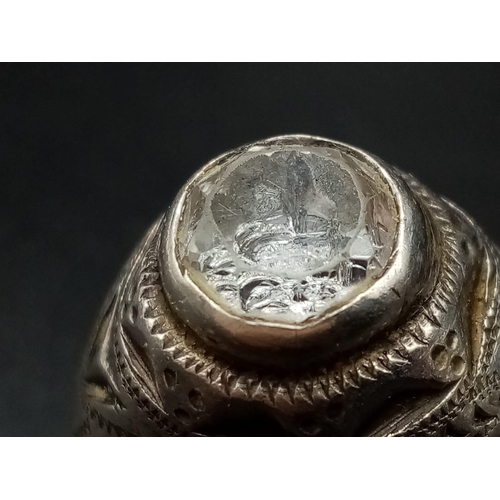 455 - A sterling silver gents stone set ring. Ring size: Y, weight: 7.9 g.