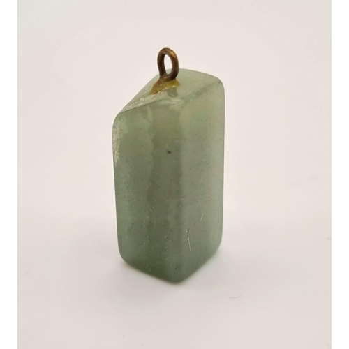 474 - A rectangular shaped jade pendant. Drop: 20 mm.