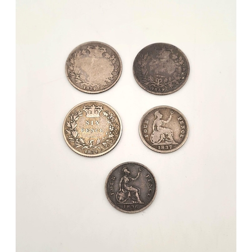 604 - A Small Collection of 10 Silver William IV and George III Silver Coins. Please see photos for finer ... 