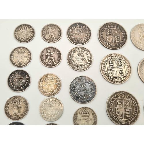 620 - A Collection of 41 Pre 1920 Silver Edward VII and Queen Victoria Coins. Please see photos for finer ... 