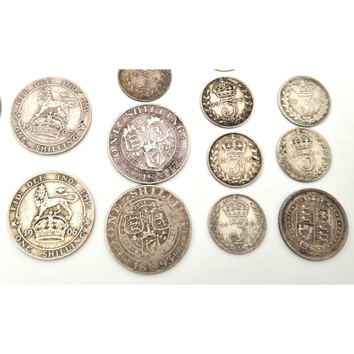 620 - A Collection of 41 Pre 1920 Silver Edward VII and Queen Victoria Coins. Please see photos for finer ... 