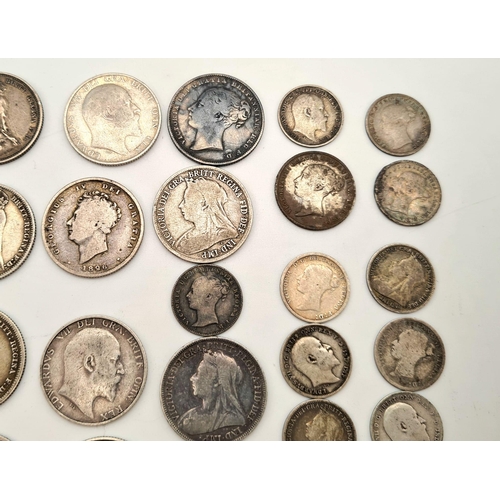 620 - A Collection of 41 Pre 1920 Silver Edward VII and Queen Victoria Coins. Please see photos for finer ... 