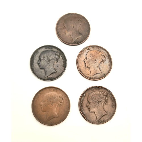 733 - Four George III Copper Coins and Five Queen Victoria Penny Coins. Please see photos for finer detail... 